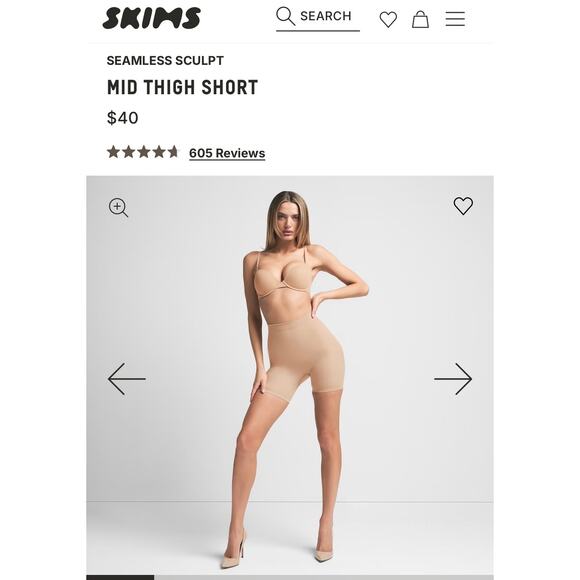 Skims Everyday Sculpt Mid Thigh Short Size Large - Picture 2 of 5